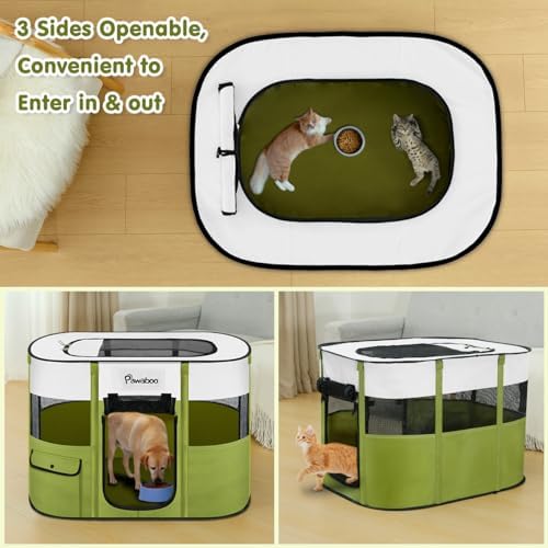 Parc Portable pour Chien en Tissu Oxford 600D, Vert d'Avocat