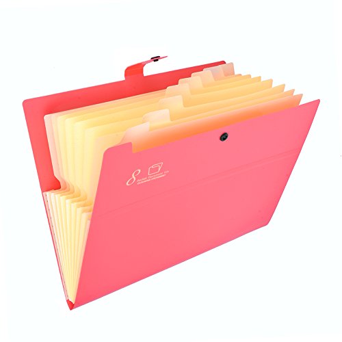 Tenn Well Pocket Document File Folder, 8 Pockets Expanding A4 and Letter Size File Organizer (Red) - Thumbnail 6
