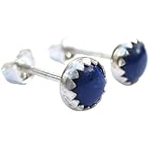 Blue Lapis Lazuli Earrings, Blue Stud Gemstone 5mm Post Earrings