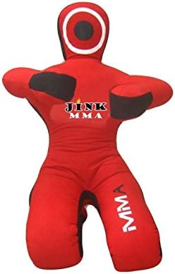 JINK MMA Martial Arts Judo Boxing Punching Bag Dummy - Sitting Position with hands in front JMMA382A Canvas - Red 70" Up to 55kg/121 lb