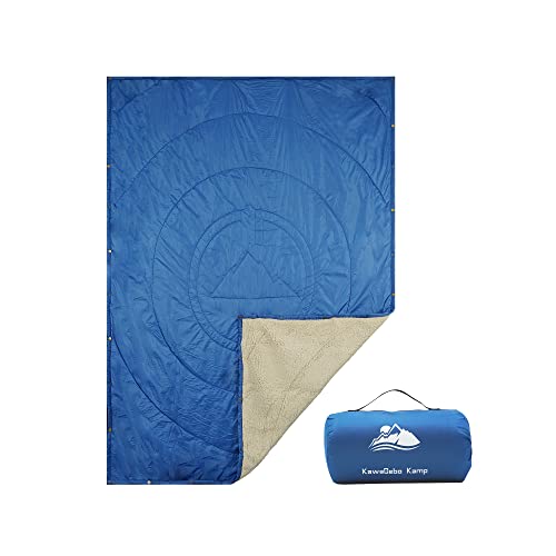 Kawagebo Kamp Sherpa Fleece Camping Blanket, Combined 2 IN 1 Ultra Soft