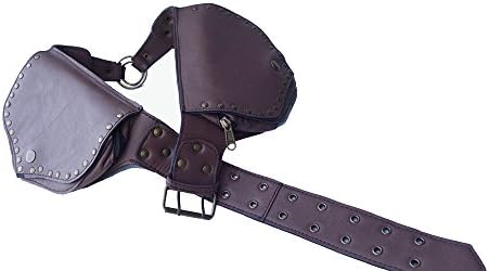 Leather Utility Belt | Brown Ring Saddlebag, 4 Pocket | travel, festival, fits iPhone