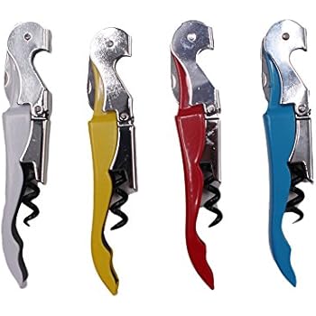 Metallic Double Hinged Waiters Corkscrew with Foil Cutter 4 Pack (Color 1)