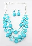 Jess Jewel plastic beads short necklace and earring set turq