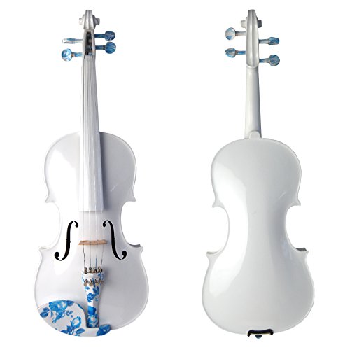 Kinglos 4/4 White Ebony Fitted Solid Wood Violin Kit with Case, Shoulder Rest, Bow, Rosin, Extra Bridge and Strings Full Size (JY005) - Thumbnail 2