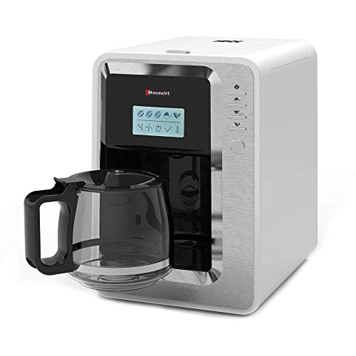 HAUSWIRT Kaffeemaschine, Kaffeevollautomat 3 Mahlgrade, Warmhalteplatte & Abschaltautomatik, Abnehmbarer Wassertank…