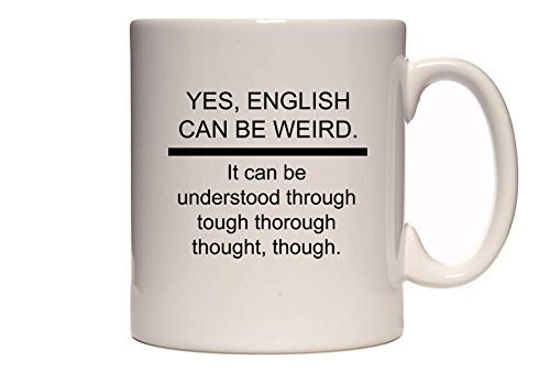 DottsMusic Ceramic Cylindrical 11 OZ Mug - Funny Tongue-Twister English Language Text Design - Novelty, Fun Occasions