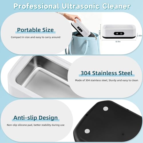 Limpiador Ultrasónico, Máquina de Limpieza Ultrasonidos 650 ml 45 kHz con 5 Modos de Tiempo y Pantalla Digital, Ultrasonic Cleaner para Gafas, Joyas y Relojes