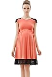 Momo Maternity Lace Insert Skater Dress - Coral M
