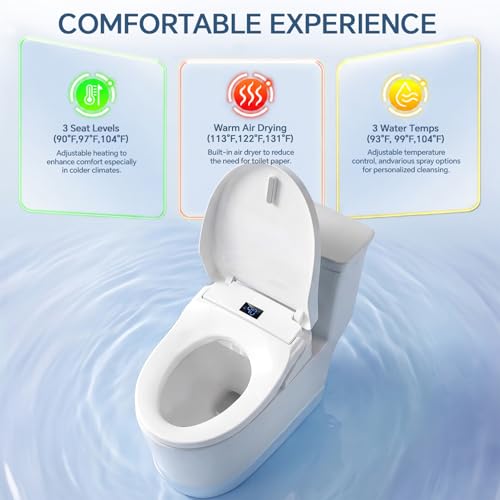 Bidet Toilet Seat Elongated, Electric Heated Seat with Instant Warm Water, Remote & Side Knob Control, Self-Clean Nozzle, Soft Close Lid, Night Light, Warm Air Dryer
