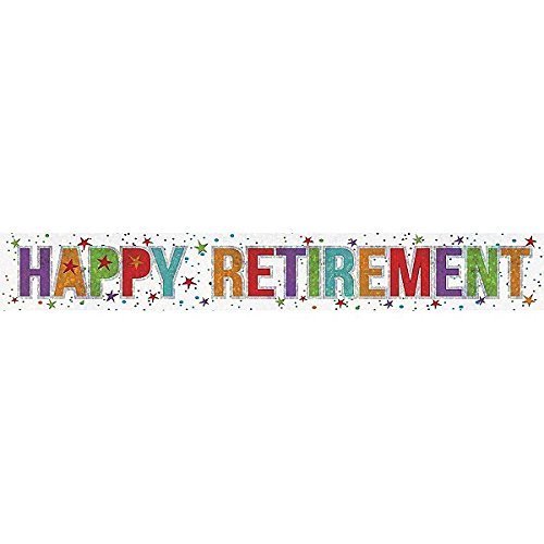 HAPPY RETIREMENT Banner Bunting Retirement Party Supplies, Black