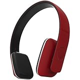 Leme EB20A Wireless Ergonomic Bluetooth 4.0 Over Ear Headphone with Built-in Mic and 12 Hour Battery, with Noise Reduction and Echo Cancellation, Perfect Headset for Gaming and Music (Red)