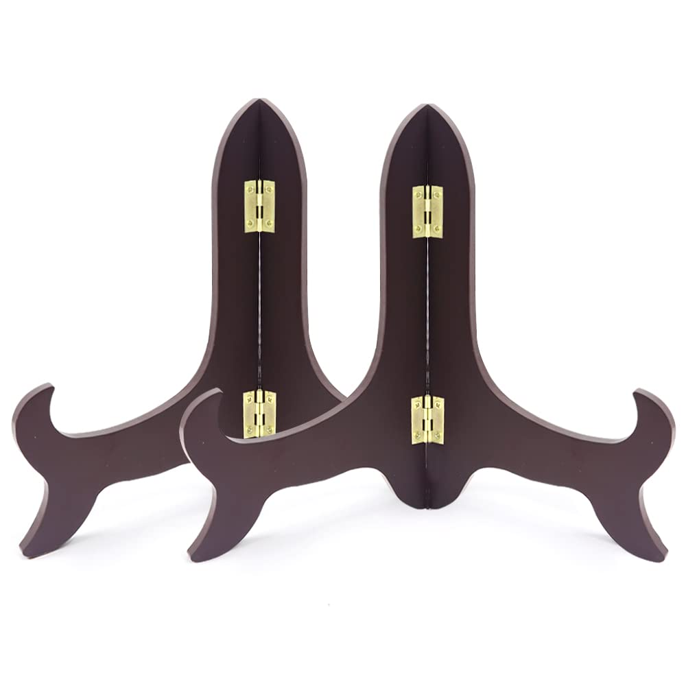 Yitexin 2 PCS Wooden Plate Stands, Wooden Decorative Plate Stand, Wooden Display Stand, for Home Decorations, Picture Frame, Easels, Artwork (20 CM),Red