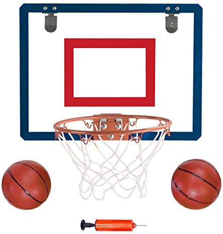 Freeforest 16" x 12" Indoor Mini Basketball Hoop Set with 2 Mini Basketballs & Hand Pump for Kids