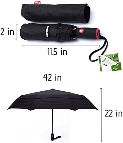 ELEMENTEX Auto Compact DuPont Teflon Coating Travel Windproof Umbrella - Choose Your Vent Style &amp; Color