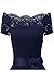 Sunvary Women Prom Cocktail Dresses Short Sleeves Off Shoulder Evening Formal Dress Lace with Bowknot-XL-Navy