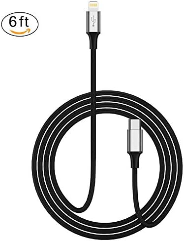 USB Type C to Lightning Fast Charging Cable CLETO 6FT 2M Long Nylon Braided Quick Charge and Data Sync Cable Cord for Apple iPhone iPad and more-Black