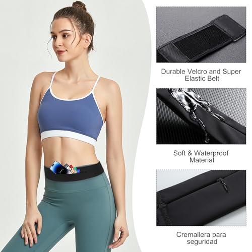 HONGHCL Cangurera para Correr con Botella de Agua 330ml - 2 Tallas Ajustables Cangurera Deportiva, Impermeable Riñonera para Correr, Gimnasio, Senderismo (M/L（Cintura 80-110cm）, Negro)