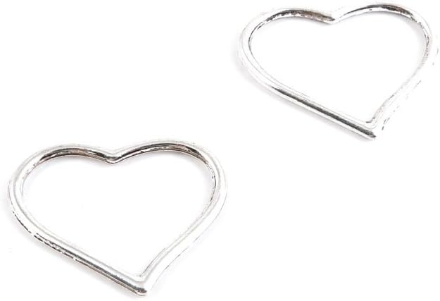 70 Pieces Antique Silver Tone Jewelry Making Charms H2KE3 Love Heart Pendant Ancient Findings Craft Supplies Bulk Lots