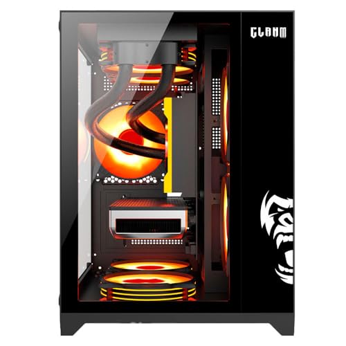 Gabinete Gamer CLANM Grodd Night com 5 Fans RGB, Vidro Temperado, Micro ATX Mini ITX, Airflow Otimizado, GPU 320mm, Preto