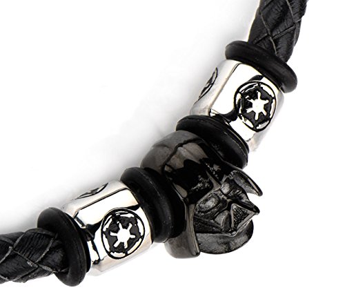 Star Wars Darth Vader Bead Braided Leather Cord Bracelet - Image 2
