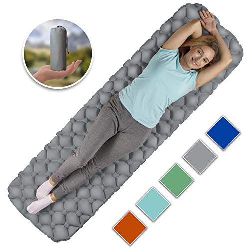 Royexe Heavy Duty Sleeping Pad | Ultra Thick Inflatable Camping Mat | Lightweight Bed for Backpacking, Hiking and Fishing | Compact Sleeping Bag Air Mattress (Grey) - Thumbnail 7