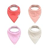 Alva Designed Stylish Baby Solid Bandana Drool Bibs for Boys and Girls 4 Pack of Super Absorbent Baby Gift Sets KSW02