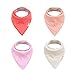 Alva Designed Stylish Baby Solid Bandana Drool Bibs for Boys and Girls 4 Pack of Super Absorbent Baby Gift Sets KSW02