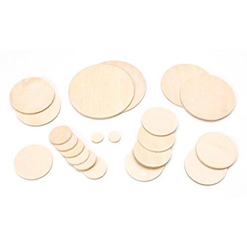 Set of 21 Assorted Blank Unfinished Wooden Circle Cut Outs