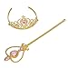 Tiaras and Crowns for Little Girls 8Pcs Set with Princess Wands Princess Gloves Princess Tiara Necklaces Earring and Ring Golden