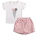 Girls Ruffle Flower T-shirt and Pink Pocket Shorts Clothing Set outfit Clothes (3-4Y)