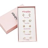 Pibupibu Novelty Crystal Weekly Cross Stud Earrings for Girls, Hypoallergenic