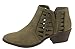 Soda Women's Faux Nubuck Leather Triangle Cutout Side Chunky Stacked Heel Ankle Bootie