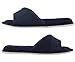 HomeIdeas Women’s Open Toe Terry Anti-Slip House Slide Slippers (Medium / 7-8 B(M) US, Navy Blue)
