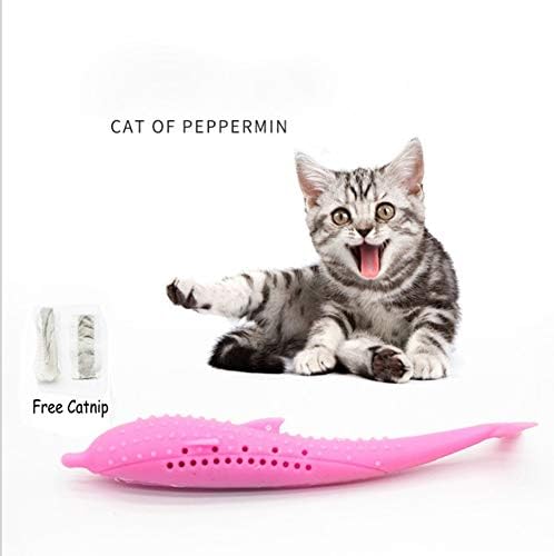 ACHENYUANYUAN Catnip Toys Simulation Fish Shape, Fish Flop Cat Toy, Pet Eco-Friendly Silicone Molar Stick Teeth Cleaning Toy.