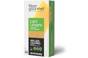 Fiber Gourmet Pasta Light Lasagna Sheets - Low Net Carb Noodles with 24g Fiber, 110 Calories, 18g Net Carbs - Made in Italy, Kosher, Vegan, Non-GMO - 8 Oz Healthy Low Net Carb Pasta - 1 Pack
