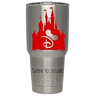 Classy Vinyl Creations Disney Castle D (Red) (Tumbler not included) sticker, car, Window, peal and stick,decal quotes Sticker for tumblers cups mugs (Red)