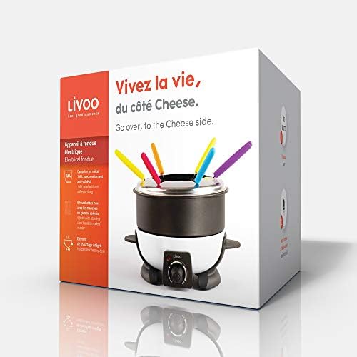 LIVOO DOC106 Appareil Personnes | Capacité 1,6 L | 6 Fourchettes à Fondue incluses | Thermostat Réglable | 500 Watts, Noir - Cuisine A Vivre LIVOO DOC106 Appareil Personnes | Capacité 1,6 L | 6 Fourchettes à Fondue incluses | Thermostat Réglable | 500 Watts, Noir