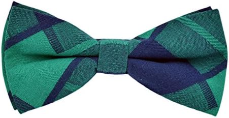 Mens Cotton Plaid Formal Bow Ties Pre-Tied (Dark Green )