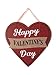 Happy Valentine's Day Heart Wooden Wall Decoration, Heart-shaped Red Wood & Burlap Decor, Valentine's Hanging sign Door Decor, Love Plaque Valentine's Day Door Decor, 11.5 x 11.5 in (Original Version)