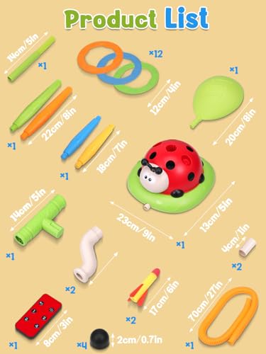 3 in 1 Outdoor Games Child Kit, Ring Throwing Game, Rocket Toy, Musical Jumping, Children's Games 3 4 5 6 7 8 9 Years Christmas Games, Girl Boy Birthday Gift, Agility Fun for Children and Adults