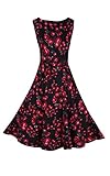 ACEVOG Women's Vintage 1950's Sleeveless Floral Spring Garden Party Picnic Dress