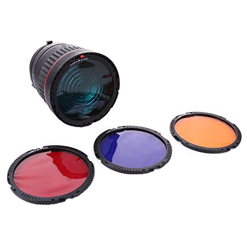 Fotga 10x Focus Bowens Mount Lens Studio Light Condenser Mount Adjustable + 4 Colorful Filters for Flash LED Light Photo Studio Photography