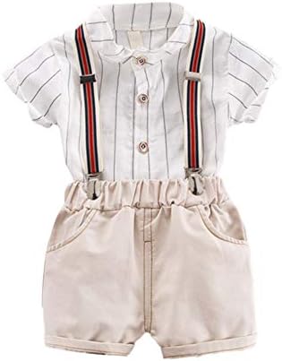 Urmagic夏 子供服 上下セット 男の子 半袖ｔシャツ サスペンダーショートパンツ ベビー服 カジュアル