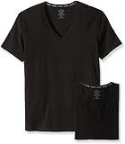 Calvin Klein Men's 2-Pack Modern Cotton Stretch V-Neck T-Shirt, Black, Medium