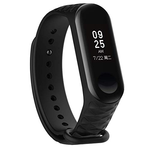ExpressB® Compatible Silicone Wrist Strap Watch Band for Xiaomi Mi Band 3 Strap/Mi Band 4 Strap Smart Bracelet (Black)