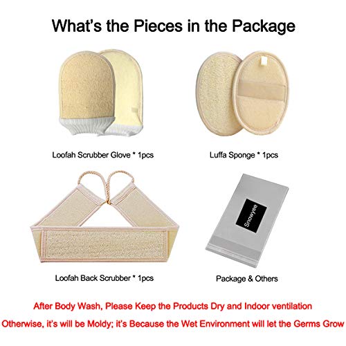 Back Scrubber Loofah Luffa Washer for Women Men Body Exfoliator with Sponge and Shower Glove