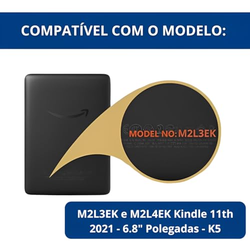 Capa Para Kindle Paperwhite 11ª Geração 6,8” (Modelos 2021 – M2L3EK e M2L4EK) – Auto Hibernação – Fechamento Magnético – Leve, Rígida e com Alça de Suporte (Preto)