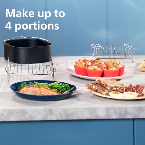 Philips Dual Basket Air Fryer – 9L Total Capacity with Two Different-Sized Drawers, Versatile Cooking Options with Rapid Air Technology, Touchscreen, Ideal for Roasting, Baking & Grilling (NA350/00)