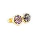 JAB 8mm Round Natural Agate Titanium Druzy Stud Earrings Gold Plated Copper Drusy Jewelry